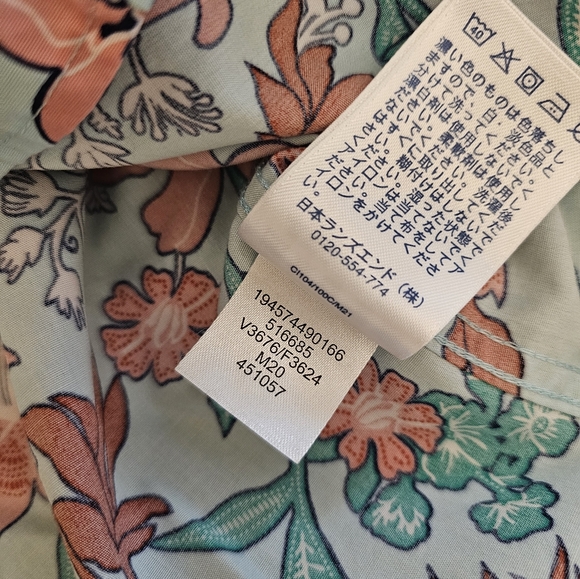 Lands' End Floral No Iron Supima 100% Cotton Lightweight 3/4 Sleeve Tunic W's 16 - Picture 12 of 15